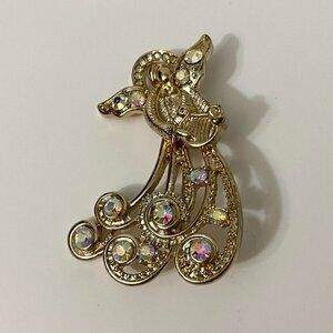 Vintage Angel Brooch Pin Guardian Angel Rhinestones
